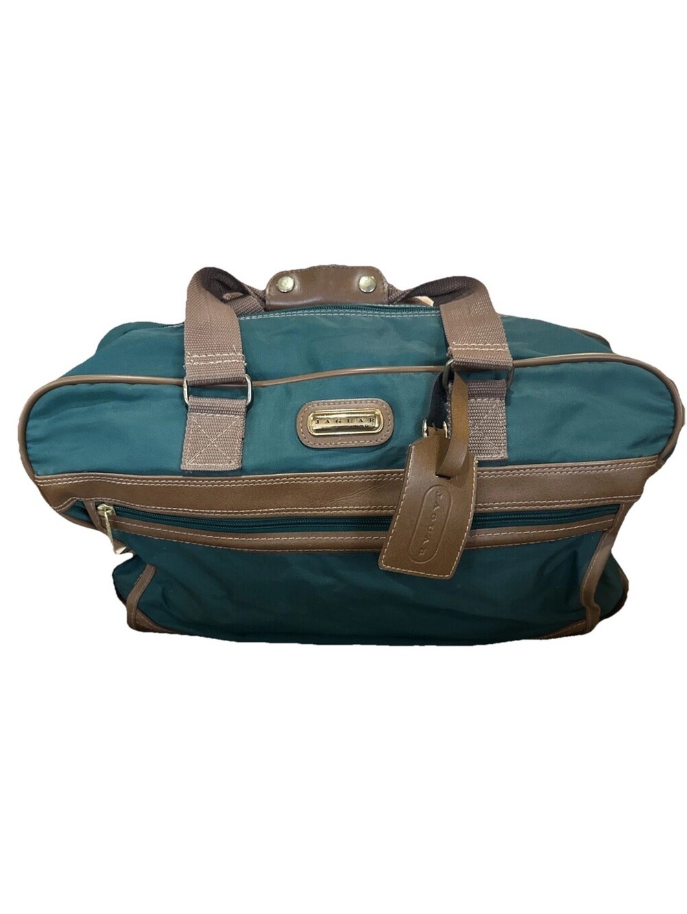 Jaguar Vintage Duffel Bag Teal Nylon Carry On Travel Gym Weekender